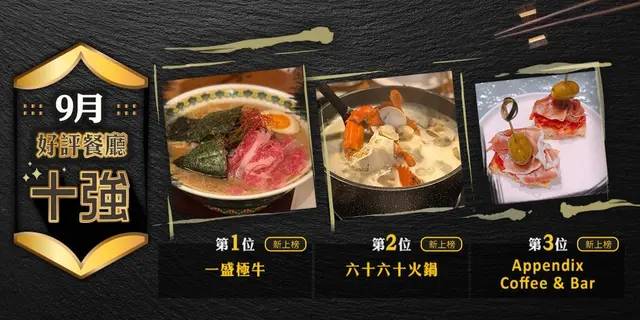 9月份好評餐廳十強