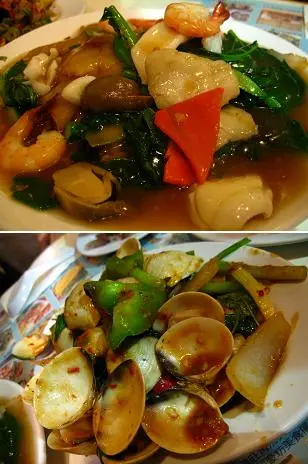 海鮮濕炒河、辣椒膏炒蜆