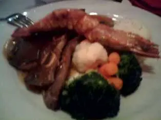 大虾 併 黑椒牛仔骨 + 薯蓉