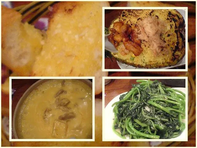 原個菠蘿炒飯、黃咖哩羊、蒜容炒菜