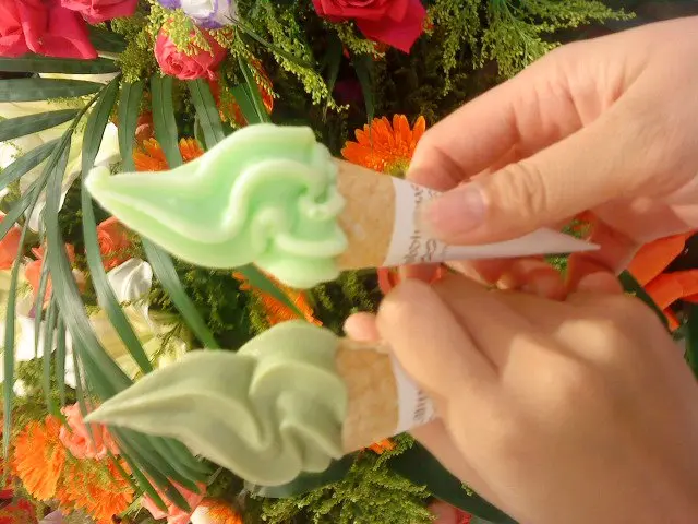 哈密瓜 & green tea $5 ice cream :)