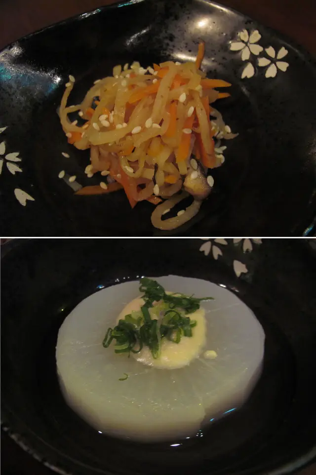 前菜分別是沙律及清煮大根，總算還不錯