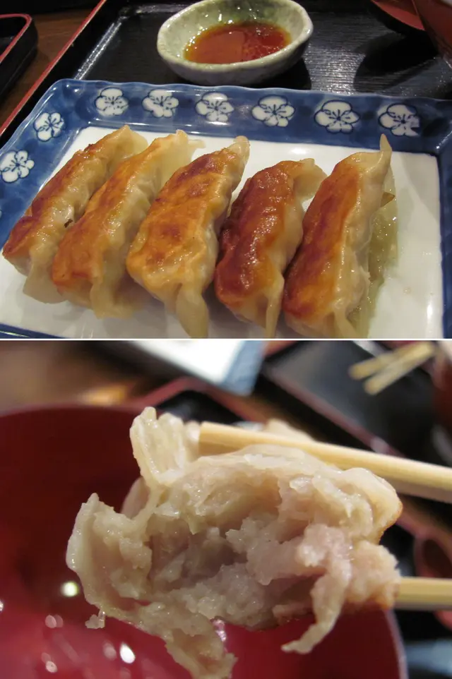 餃子煎得外皮有點脆,但餡的肉質入口腍散