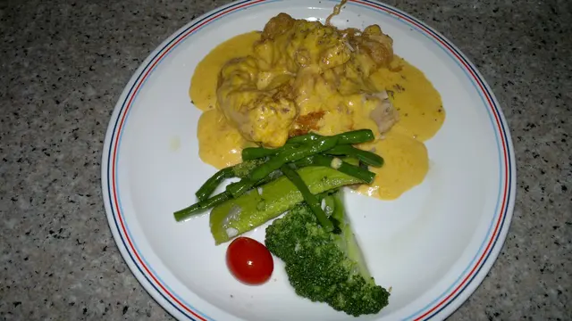 Fillet with pumpkin and cheeze sauce