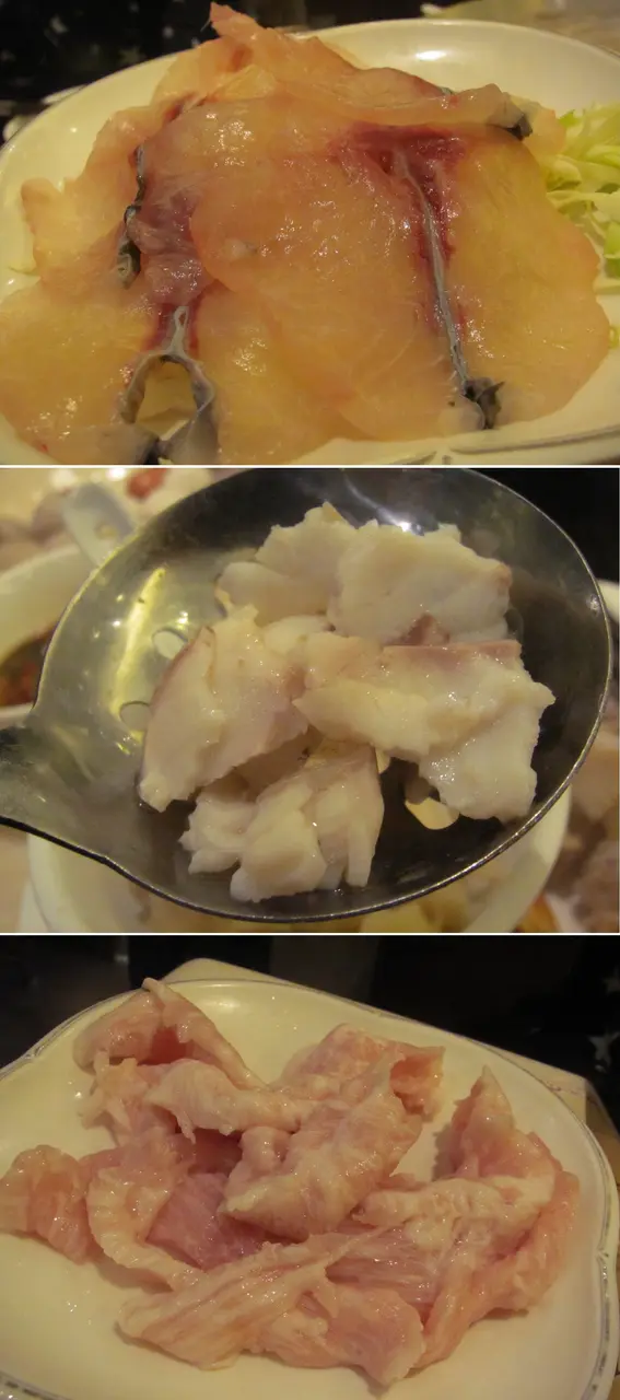 鯇魚肉質蠻散而不實；豬肉原來即是豬頸肉