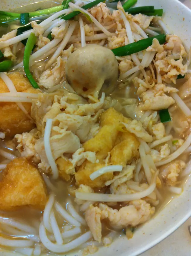 雞肉、豆卜米線(一小辣)