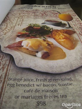 $98 Egg Benedict as shown on the menu - Le Moment in Central 