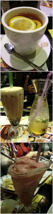 热柠檬茶 + 珍珠奶茶 + 青柠金梅蜜 + 草莓沙冰