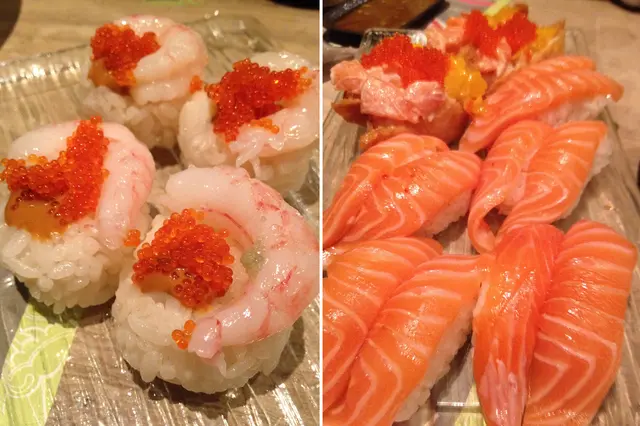 蝦膏甜蝦,三文魚