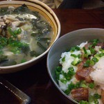 前: 和風安格斯牛扒飯, 後: 廣島蠔肉碎湯鳥冬