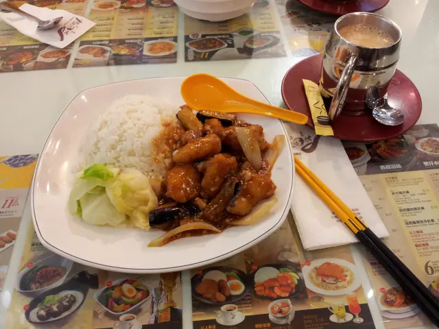 魚塊茄子飯+熱啡