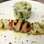 Daily fresh fish skewer & green peas Rice