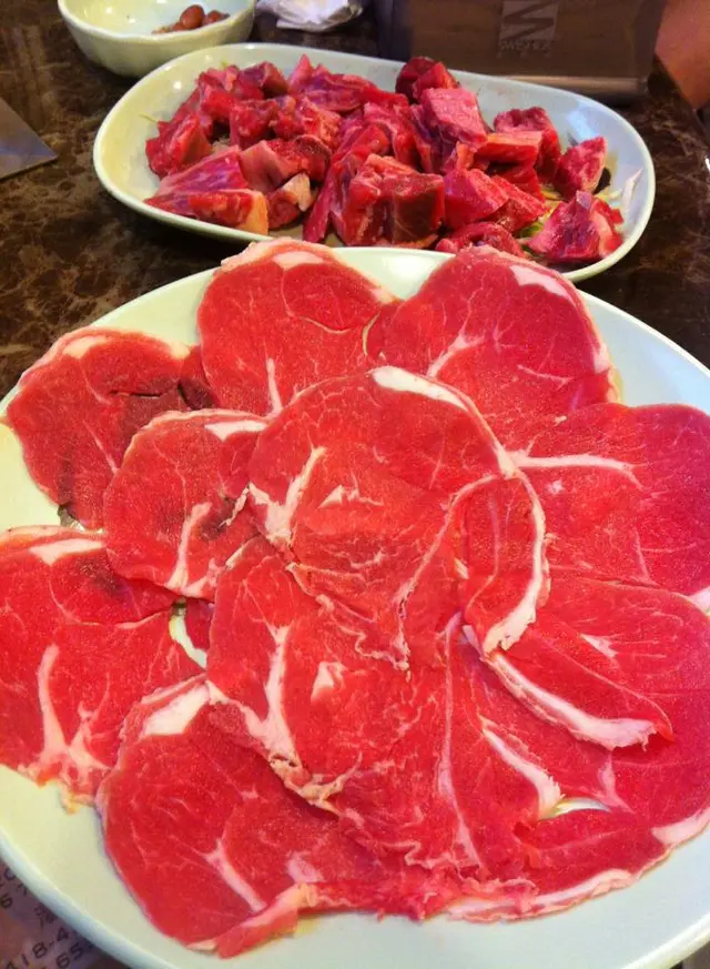 羊肉片正常 , 牛肉粒(碎)把鬼....