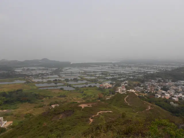 元朗髻山上,遠眺天水圍水鄉及大井圍