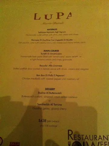 Restuarant Week Menu