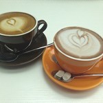 almond milk latte and almond milk hot chocolate