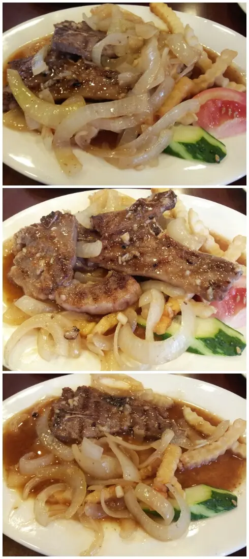 份量十足,配菜十分多 (上圖) / 起初以為只有兩塊羊扒... (中圖) / 吃下才驚覺有三塊,好抵食 (下圖)