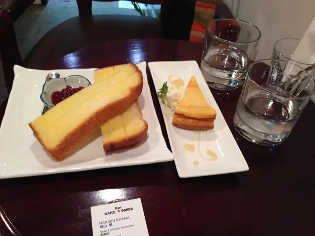 toast with strawberry jam and cheese cake