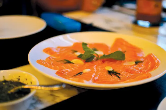 Salmon Carpaccio in Spicy Hot Sauce