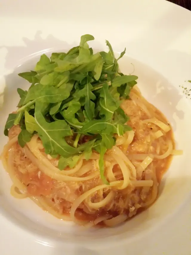 蟹肉意粉，醬汁是用龍蝦熬製而成，味香濃但不膩