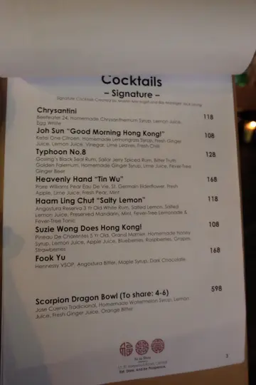 Cocktail list
