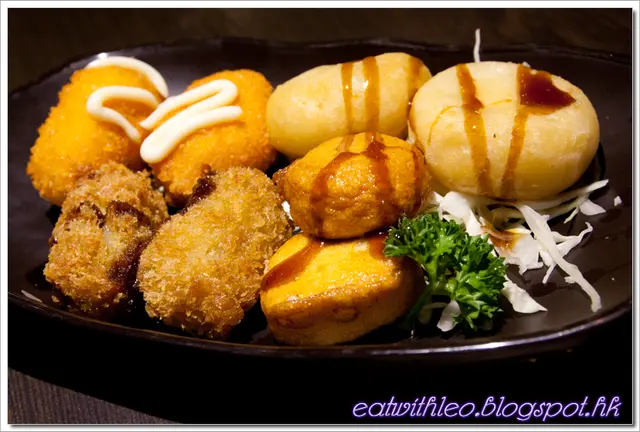 炸釀蟹鉗,吉列廣島蠔,一口芝士魚餅,芝士年糕