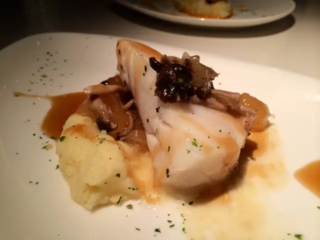 Pan-sealed Antarctic Ocean Wild Caught Chilean Sea Bass Filet, Honey Locust Fruit & Shimiji Mushroom
