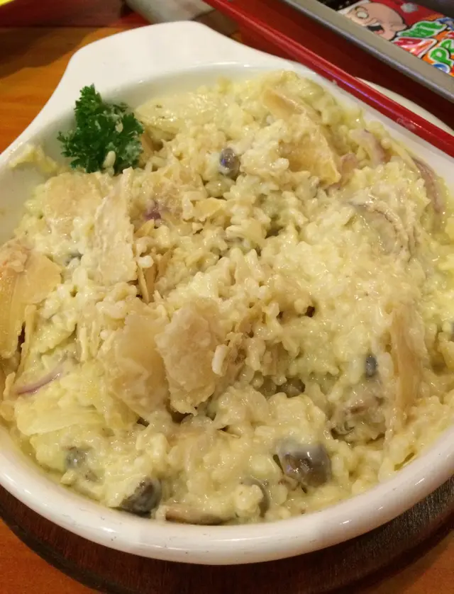 意大利飯跟脆片混匀