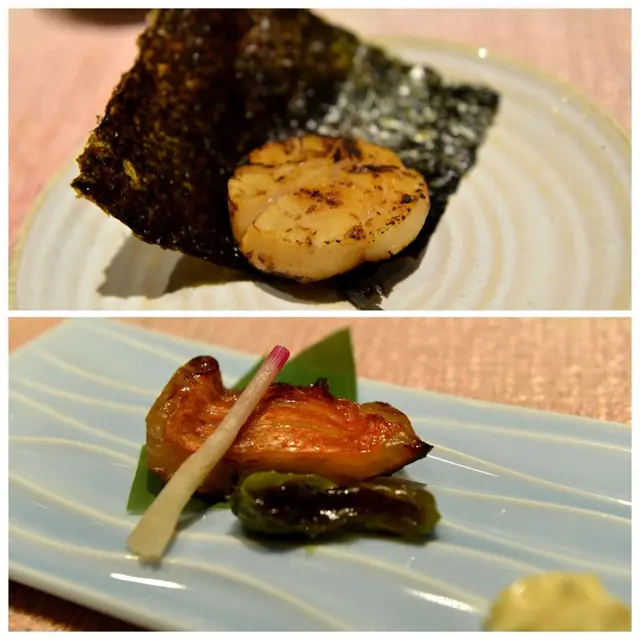 帶子紫菜(上)、西京燒金目鯛(下)