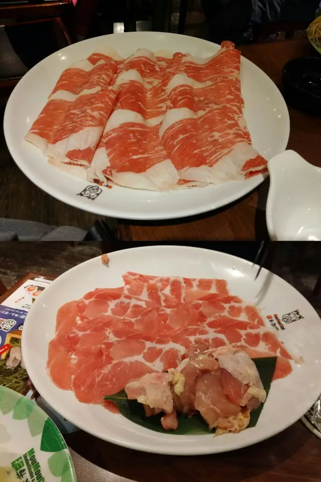 美國進口牛肉(上), 豚肉(中), 美洲特選雞腿肉(下)