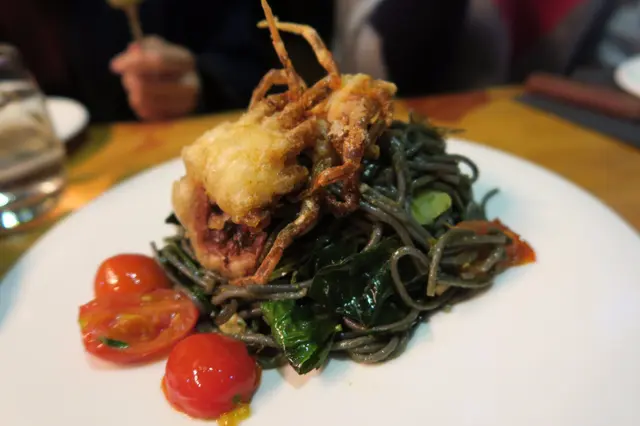 Thai Spicy Soft Shell Crab Squid Ink Spaghetti