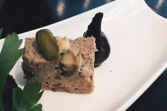 Chestnut Terrine w/ balsamic beetroot, mustard & pickle