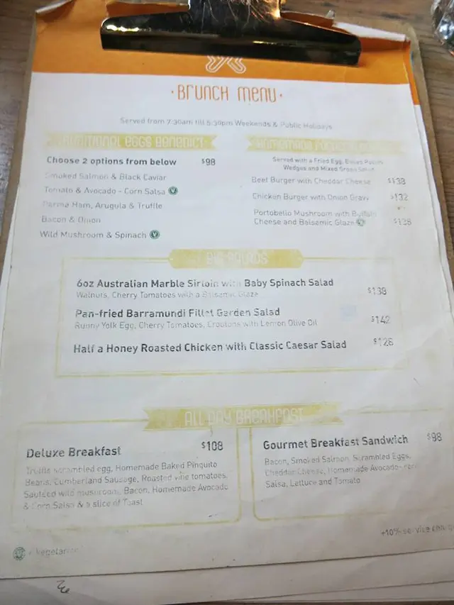 Brunch menu