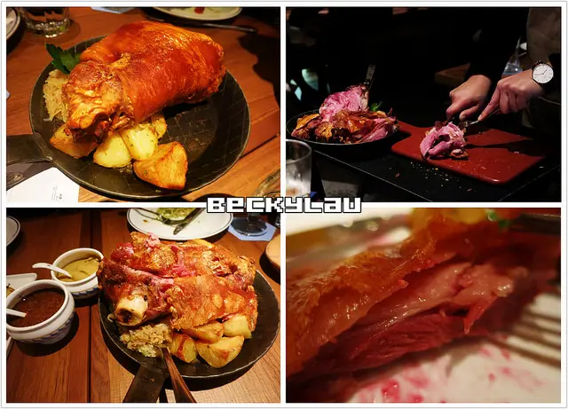 脆皮燒豬肘配酸椰菜及薯仔