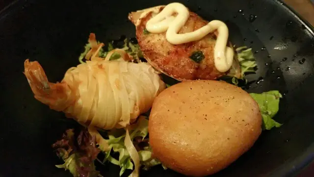 金絲脆蝦盞+芝士年糕+