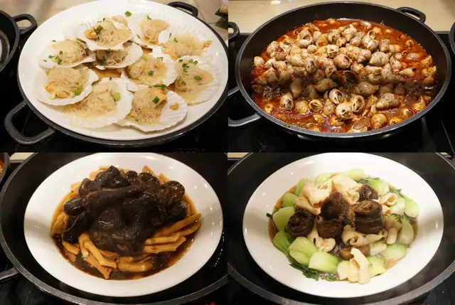 熱葷區的特色是用上不少貴價食材,有海參、花膠、扇貝、花螺等。