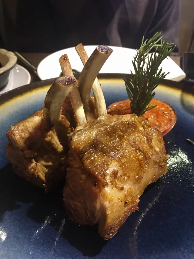 Roasted whole lamb rack