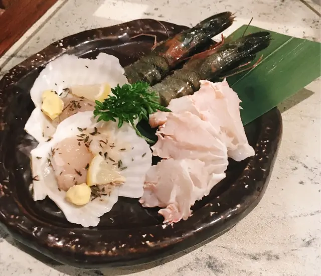 帆立貝+松葉蟹身+虎蝦