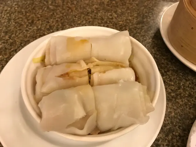 Tried with chicken. Almost like a meat roll inside. Tasty filling!