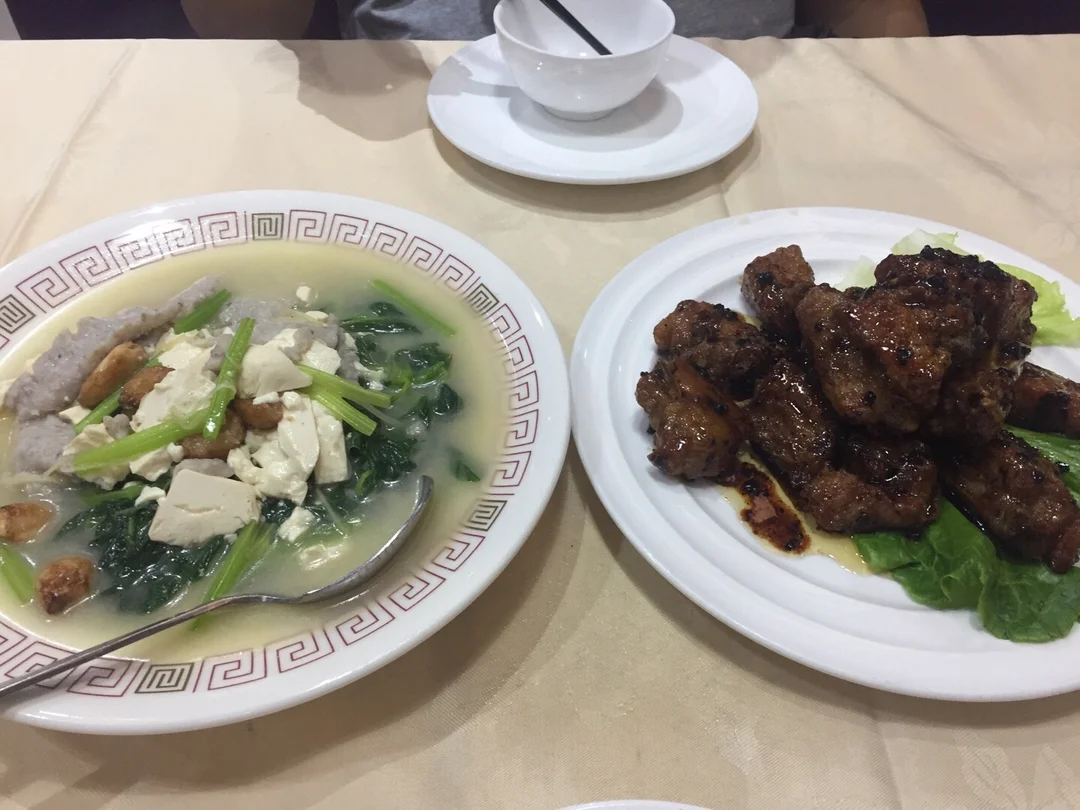 上湯魚滑豆腐浸莧菜 蜜糖欖角骨 - wai ho seafoods photo in yuen