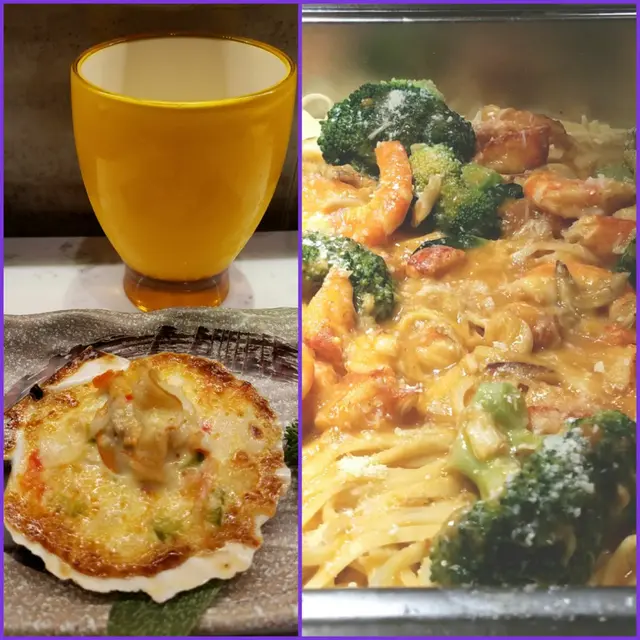 北海燒帆立貝(左)
西西里香草龍蝦意粉(右)