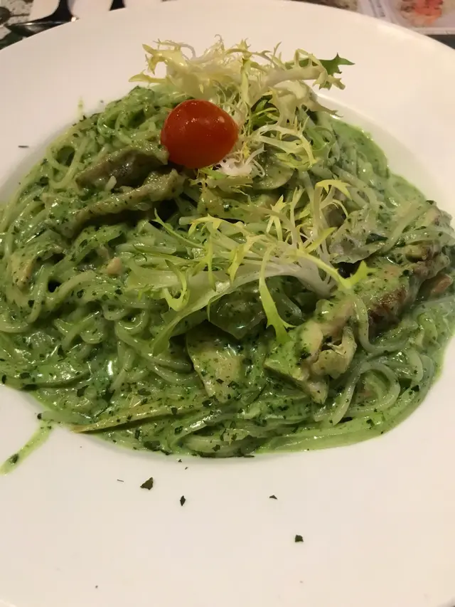 菠菜茸燒雞柳野菌天使麵