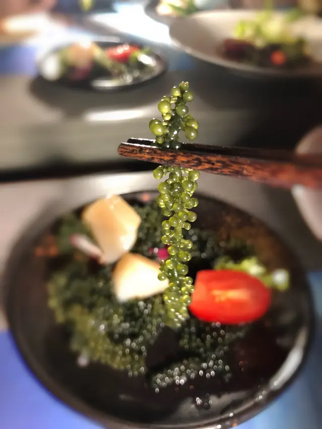 黑松露酢海葡萄沙律配魚生