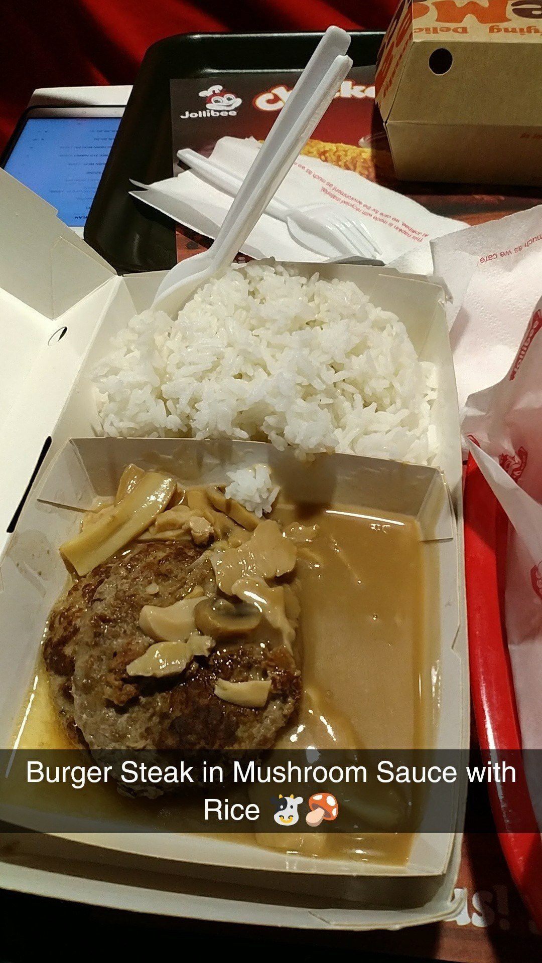 2pcs Of Burger Steak In Mushroom Sauce With Rice Jollibee S Photo In Tsuen Wan Hong Kong Openrice Hong Kong