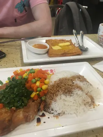西多士+葱油鸡扒饭