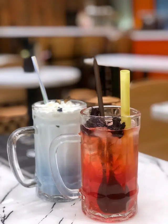 藍蝶花鮮奶/玫瑰水晶洛神花