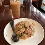 Tasty shrimp paste fried rice. Hot  tea  or  coffee  included.