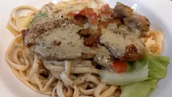 鸡扒麻酱捞茄面