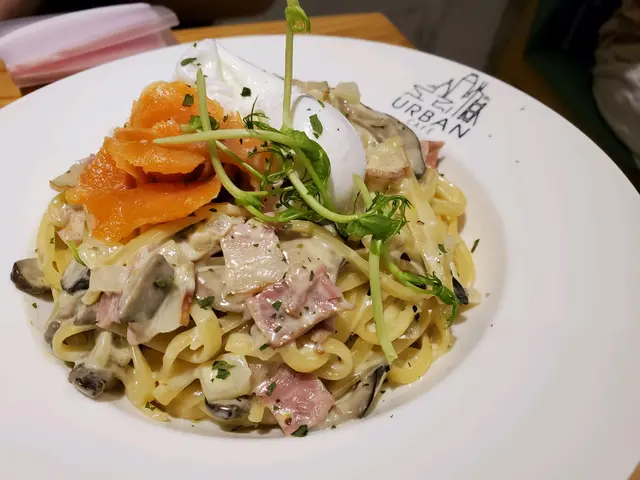 挪威煙三文魚水煮蛋黃金卡邦尼扁意粉