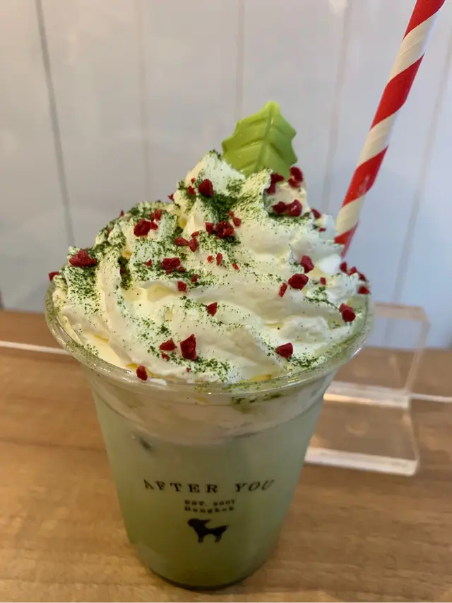 Macha Latte抹茶拿鐵，好有聖誕氣氛，好飲。